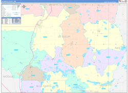 Le Sueur County, MN Wall Map Color Cast Style 2024